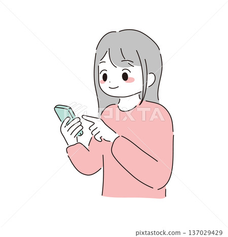 Woman operating a smartphone Woman operating a smartphone 137029429