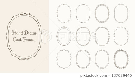 Hand Drawn Oval Frames Hand Drawn Oval Frames 137029440