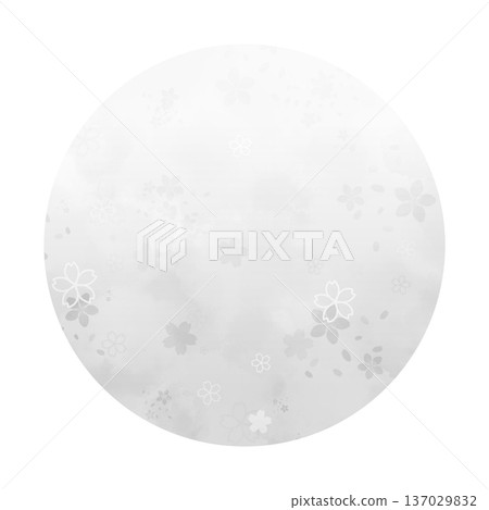 Gray round fluffy cherry blossom frame Gray round fluffy cherry blossom frame 137029832