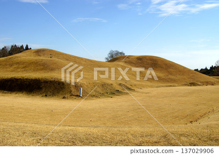 A view of the Iwahara Burial Mounds, a nationally designated historic site in Yamaga City, Kumamoto Prefecture 137029906