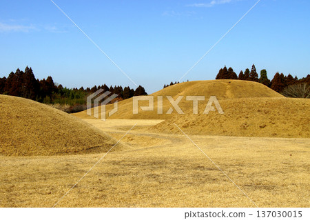 A view of the Iwahara Burial Mounds, a nationally designated historic site in Yamaga City, Kumamoto Prefecture A view of the Iwahara Burial Mounds, a nationally designated historic site in Yamaga City, Kumamoto Prefecture 137030015
