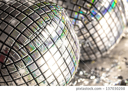 Christmas background with silver glittering holiday balls. Christmas background with silver glittering holiday balls. 137030208
