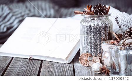 autumn composition with a book autumn composition with a book 137030842