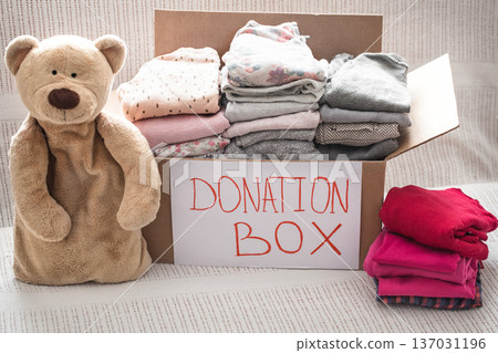 Box with clothes for charity Box with clothes for charity 137031196