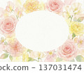母親節卡片範本：水彩玫瑰與康乃馨邊框 137031474