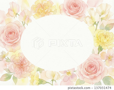 母親節卡片範本:水彩玫瑰與康乃馨邊框 母親節卡片範本:水彩玫瑰與康乃馨邊框 137031474