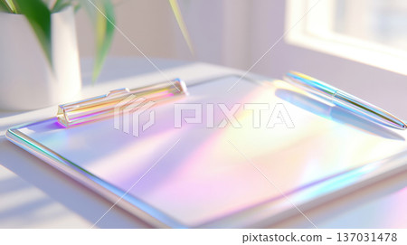 A clean desktop with a white clipboard displaying a research questionnaire form A clean desktop with a white clipboard displaying a research questionnaire form 137031478