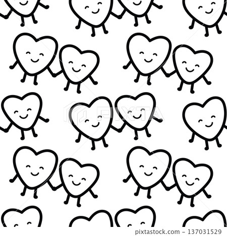 Cute Heart Seamless Pattern with Love Symbol and Minimal Romantic Background Cute Heart Seamless Pattern with Love Symbol and Minimal Romantic Background 137031529