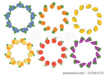 Fruit Wreath Set with Colorful Round Fruit Frame Collection Fruit Wreath Set with Colorful Round Fruit Frame Collection 137031573
