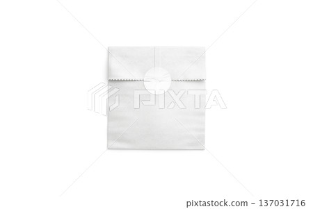 Blank white square paper bag with sticker mockup png, transparent background, 3d rendering. Empty papery package with round label mock up cut out. Clear postage delivery envelope with letter template. Blank white square paper bag with sticker mockup png, transparent background, 3d rendering. Empty papery package with round label mock up cut out. Clear postage delivery envelope with letter template. 137031716