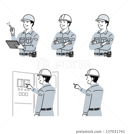 Equipment maintenance and electrical inspection staff pose set illustration 2 Equipment maintenance and electrical inspection staff pose set illustration 2 137031741