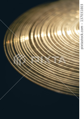 Close up of hi hat surface, drum cymbal close-up. 137031803