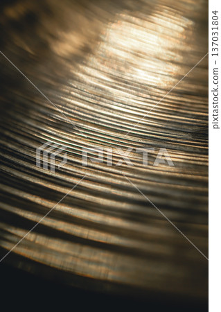 Close up of hi hat surface, drum cymbal close-up. 137031804