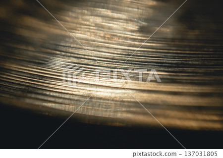Close up of hi hat surface, drum cymbal close-up. 137031805