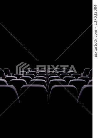 Concert hall, cinema hall with switched off lights and soft seats. 137032094