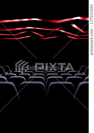 Concert hall, cinema hall with switched off lights and soft seats. 137032095
