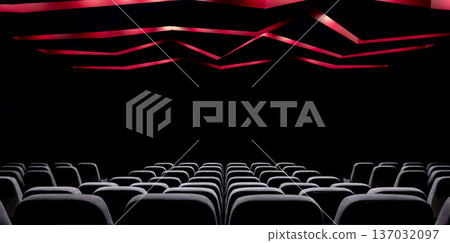 Concert hall, cinema hall with switched off lights and soft seats. Concert hall, cinema hall with switched off lights and soft seats. 137032097