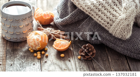 a cozy Christmas tea Cup still life 137032181