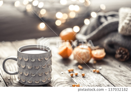 a cozy Christmas tea Cup still life a cozy Christmas tea Cup still life 137032182