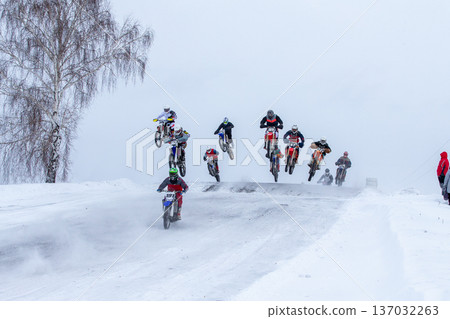 Group motocross riders 137032263