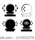 Magic crystal ball icons set for fortune telling and psychic prediction. 137032270
