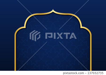 blue gradient arabic background islamic pattern gold arch vector illustration eid mubarak eid al fitr ramadan kareem 137032735