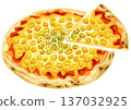 Corn pizza cut 137032925