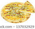 Bacon potato pizza cut 137032929