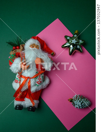 New Year Composition on Green Background New Year Composition on Green Background 137032947