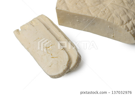 Fresh Sulguni Cheese Isolated on White Fresh Sulguni Cheese Isolated on White 137032976