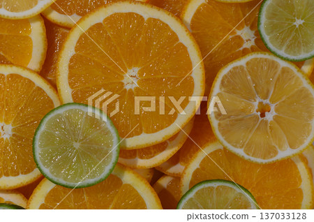 Fresh Citrus Slices Patterned Backdrop 137033128