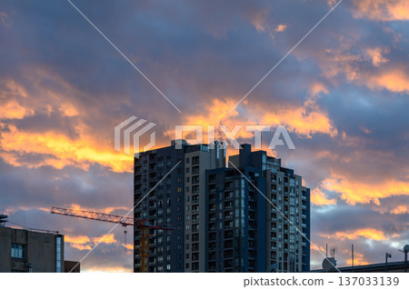 Beautiful Sunset Sky over Saburtalo District Tbilisi Beautiful Sunset Sky over Saburtalo District Tbilisi 137033139