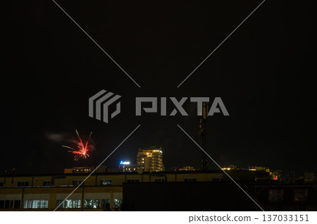 New Year Fireworks Show in Saburtalo, Tbilisi New Year Fireworks Show in Saburtalo, Tbilisi 137033151