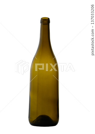 Empty Amber Glass Burgundy Wine Bottle on White Background Empty Amber Glass Burgundy Wine Bottle on White Background 137033206