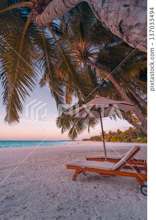 Romantic sunset beach lounge beds umbrella palm trees sandy shore vacation wallpaper radiant travel wall art biophilia Romantic sunset beach lounge beds umbrella palm trees sandy shore vacation wallpaper radiant travel wall art biophilia 137033494