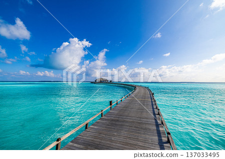 Breathtaking luminous radiant Maldives lagoon blue ocean pier luxury resort island summer travel restorative mood Breathtaking luminous radiant Maldives lagoon blue ocean pier luxury resort island summer travel restorative mood 137033495