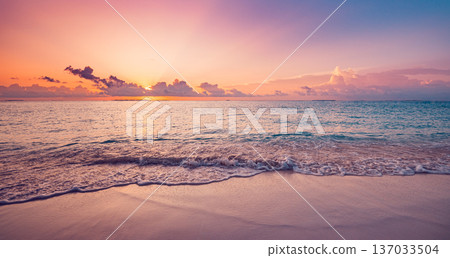 Quiet luxury slow travel panoramic beach horizon blue health nature background Quiet luxury slow travel panoramic beach horizon blue health nature background 137033504
