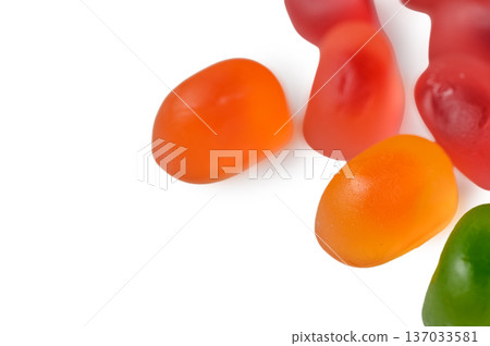 Colorful Jelly Candy Mix on White - Sweet Still Life 137033581