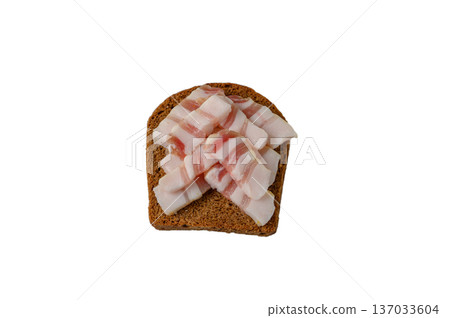 Rustic Salo Sandwich on Crisp White Background Rustic Salo Sandwich on Crisp White Background 137033604