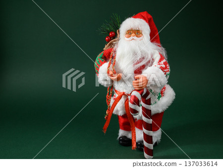 Santa Claus on Green Background Festive Holiday Portrait Santa Claus on Green Background Festive Holiday Portrait 137033614