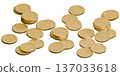 A golden coin placed casually 137033618