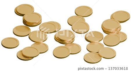A golden coin placed casually 137033618