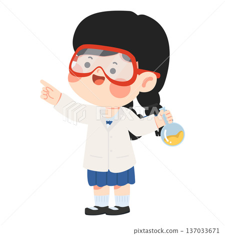 Girl Student Scientist Holding Flask Girl Student Scientist Holding Flask 137033671