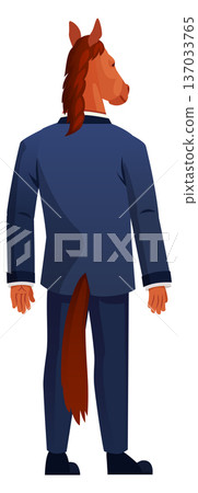 Standing animal head man in suit cartoon character 137033765