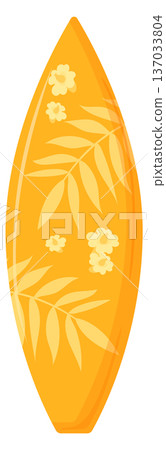 Decorated wooden board for wave surfing cartoon icon Decorated wooden board for wave surfing cartoon icon 137033804