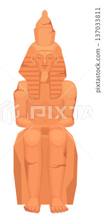 Sitting pharaoh sculpture. Ancient egyptian ruler monument 137033811