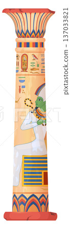 Pharaoh column. Old egyptian pillar cartoon icon Pharaoh column. Old egyptian pillar cartoon icon 137033821