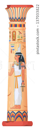 Ancient egyptian pillar. Old architecture in cartoon game style 137033822
