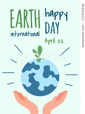 Earth day card template. International eco holiday Earth day card template. International eco holiday 137033848