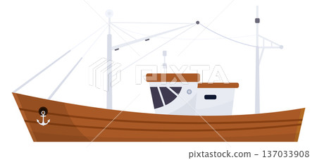 Trawler boat icon. Fishing vessel side view Trawler boat icon. Fishing vessel side view 137033908